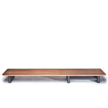 Desk Shelf Dual Monitor Stand Riser, Walnut Wood